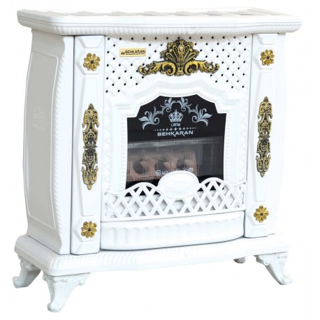 بخاری شومینه بهکاران طرح ماتریکس سفید طلایی 30000