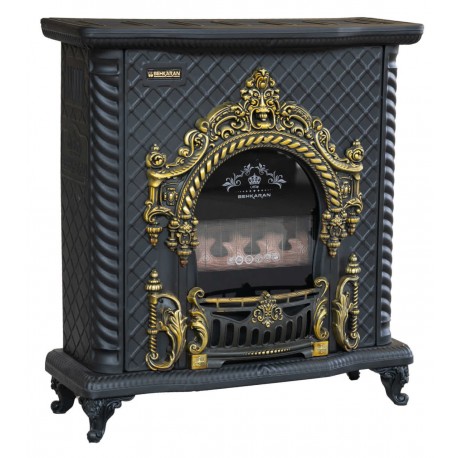بخاری شومینه بهکاران طرح امپراطور مشکی طلایی بهکاران 30000