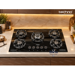 اجاق گاز صفحه ای 5 شعله شیشه ای ترموکوبل دار طرح گل| تکنو سیندژ