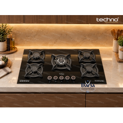 اجاق گاز صفحه ای 5 شعله شیشه ای ترموکوبل دار طرح پادیسانی| تکنو سیندژ